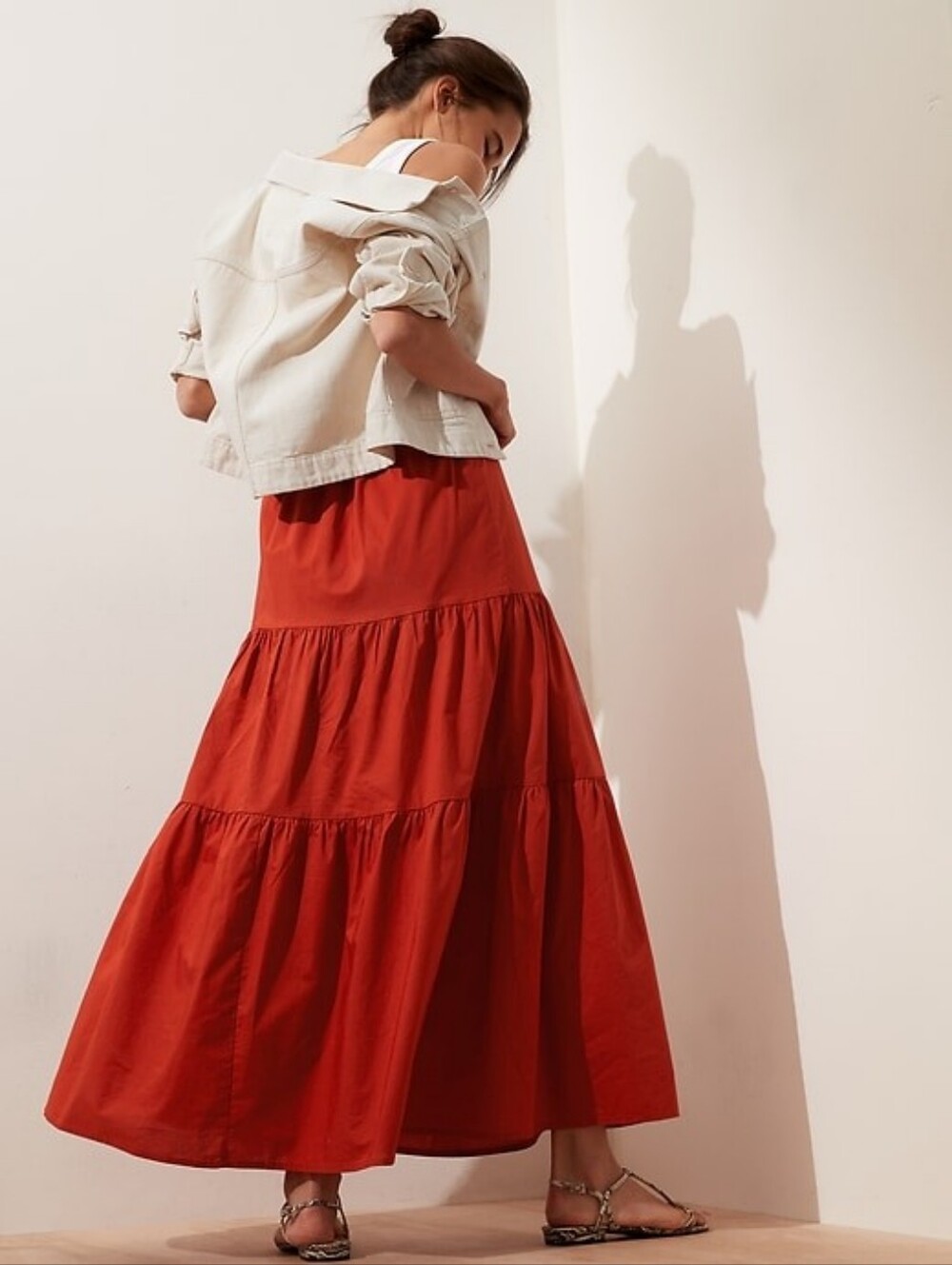 Banana Republic Maxi Skirt - Red Tiered Women's Skirt - Picture 2 of 9